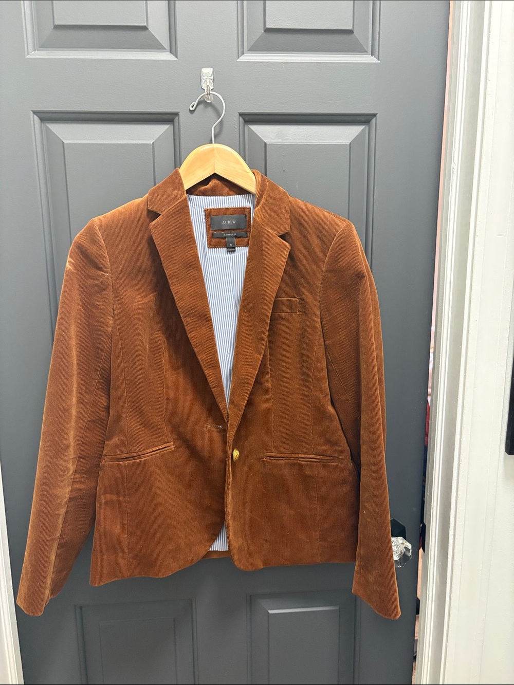 J. Crew Corduroy Blazer in Rust Brown